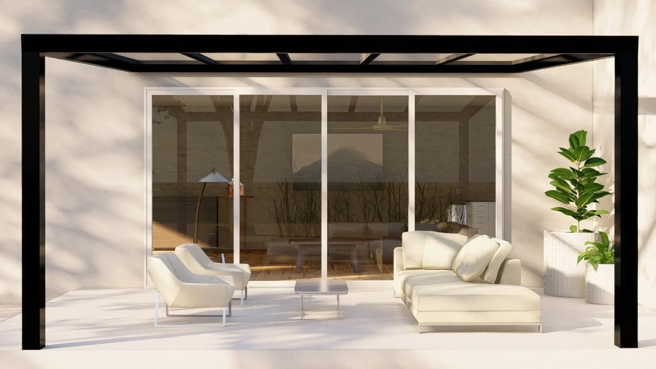 Terrasoverkapping polycarbonaat 5,00 x 3,00 meter zwart 9005