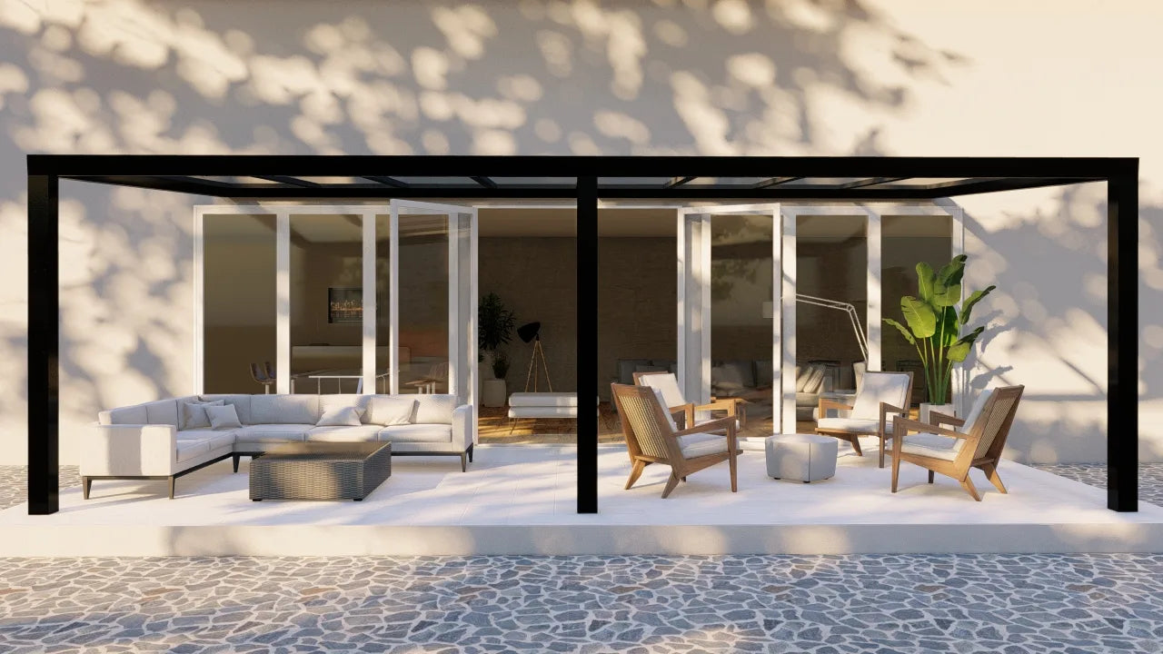 Terrasoverkapping glas 8,00 x 2,50 meter antraciet 7016